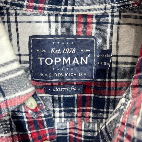 Topman plaid long sleeve button down medium - Picture 4 of 5